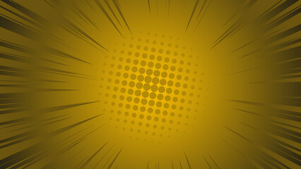 Brown and golden comic background with pop art background in halftone background. yellow comic style radial burst with comic explosion in starburst background. halftone dots with comic book style pow