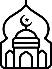 Obraz premium Black and White Ramadan Mosque Icon Design