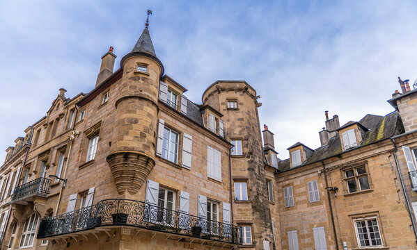 Medieval buildings on Place Charles de Gaulle, in Brive la Gaillarde, Corr&egrave;ze, Nouvelle Aquitaine, France