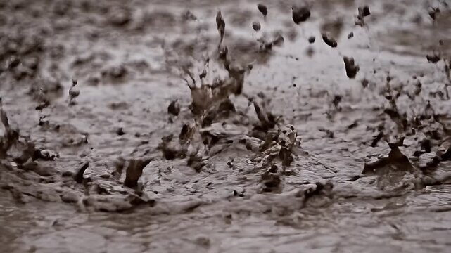 Splashing Mud - Capturing the Dynamic Beauty of Water and Earth Interaction.