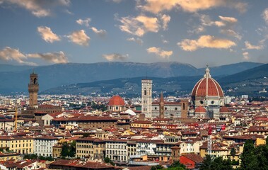 Obraz premium A beatiful view of the city Florence with the view to the Cathedral of Santa Maria del Fiore