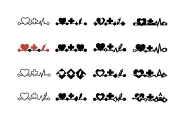 Obraz premium Medical Milestones Icons. Timeline of medical treatment. Icon set. Set Logo of timeline of medical treatment: treatment milestones dots. harmonious logo