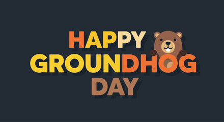 Fototapeta premium Groundhog Day Celebration with Cartoon Groundhog.
