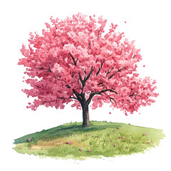 Fototapeta premium Gentle Spring Breeze, cute watercolor illustration with intricate patterns and vibrant splashes, isolated on a white background.