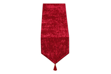 Obraz premium Red velvet table runner with tassle, luxurious fabric textile for elegant event decor, transparent background