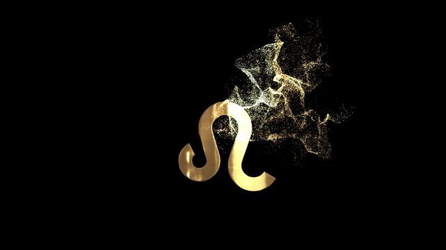 Symbols of the zodiac sign Leo, horoscope, gold particles alpha channel, zodiac sign with a transparent background