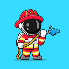 Cute Astronaut Firefighter Cartoon 