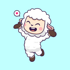 Fototapeta premium Cute Happy Sheep Dancing Cartoon 