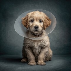 Adorable Puppy with a Surgical Collar