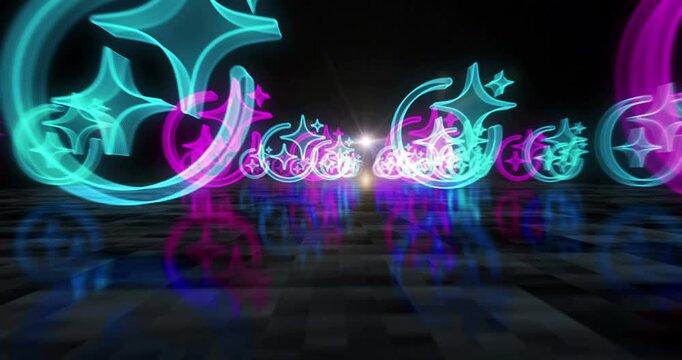 Artificial intelligence Ai symbol abstract cyber concept. Digital technology and computer background seamless and looped 3d animation.