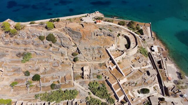 Spinalonga. Crete. Close Flight. Stunning Venetian Fortress. Holidays Greece