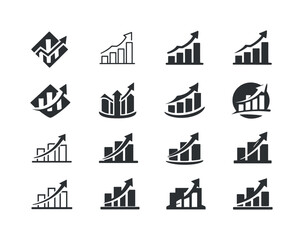 Fototapeta premium Marketing Logo Variations. Marketing ideas for small businesses. Icon set. Set Logo of Marketing ideas for small businesses: analytics graph. harmonious logo