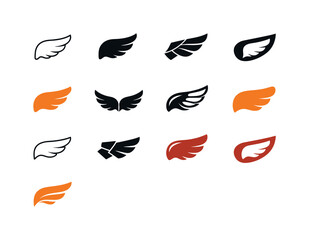 Chicken Wings Icons. Chicken wings. Icon set. Set Logo of chicken wings: flying chicken wing. harmonious logo variations of the same emblematic concept, each