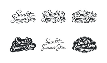 Fototapeta premium Harmonious Lettering Grid. Sunlit summer skin. Set lettering. harmonious lettering variations of the same emblematic concept, each with different artistic
