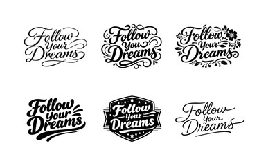 Fototapeta premium Decorative Script Variations. Decorative Script Phrases. Set lettering. harmonious lettering variations of the same emblematic concept, each with different