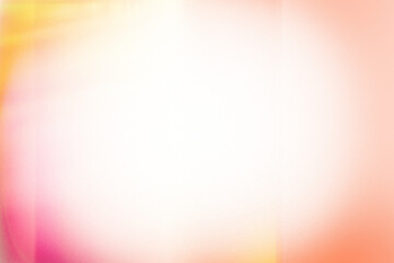 Soft colorful light leak vignette overlay with film grain, isolated on transparent background.