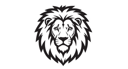 Fototapeta premium A majestic lion's head illustration showcasing its mane and facial features from a straightforward frontal viewpoint.