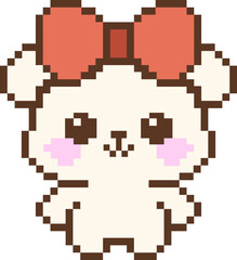 Fototapeta premium Pixel Art Cute Bear With Red Bow