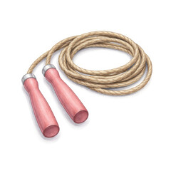 Watercolor skipping rope illustration, children jump rope toy isolated on white