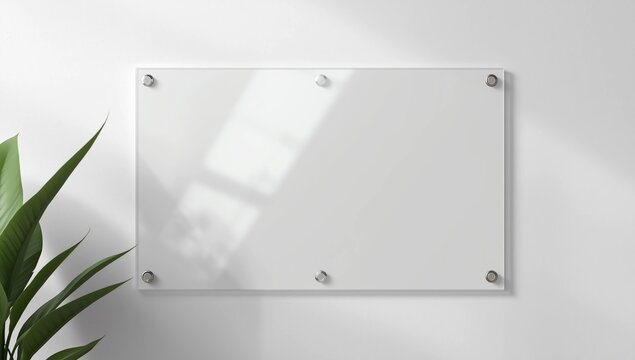 Glass signage logo mockup. 3D Render