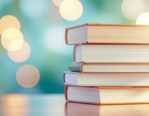 Stack of books on a table.