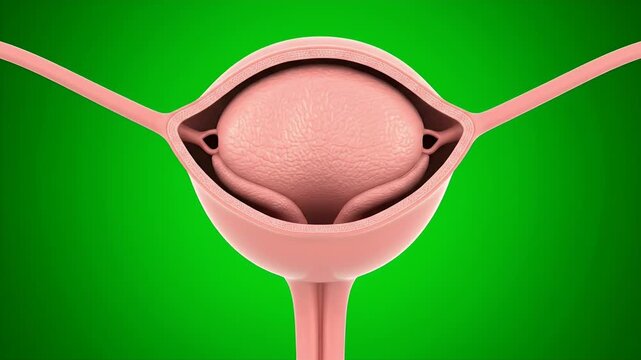Detailed 3D CGI Uterus Section Isolated on Green Screen Background for Educational Medical Visualization and