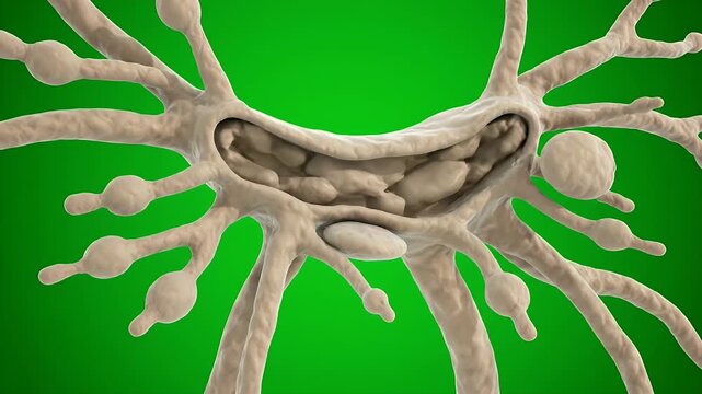 Detailed 3D Render of Cross Section Human Lymph Node on Green Screen Background Isolated for Medical Visuals and