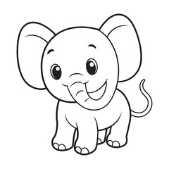 Obraz premium Cute pink baby elephant cartoon vector illustration for children
