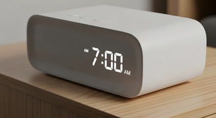 Modern White Digital Alarm Clock Displaying 7:00 AM