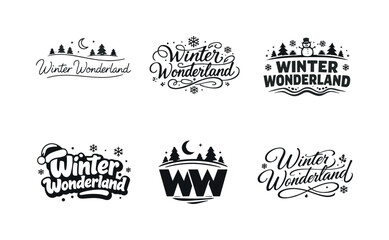 Naklejka premium Winter Lettering Variations. Winter snow vibes. Set lettering. harmonious lettering variations of the same emblematic concept, each with different artistic