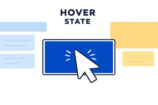 Interactive web design element highlighting hover state with cursor icon