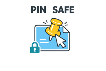 Secure note pinning: enhancing digital safety with lock icon and pushpin illustration