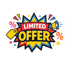 Colorful limited offer badge with dynamic elements