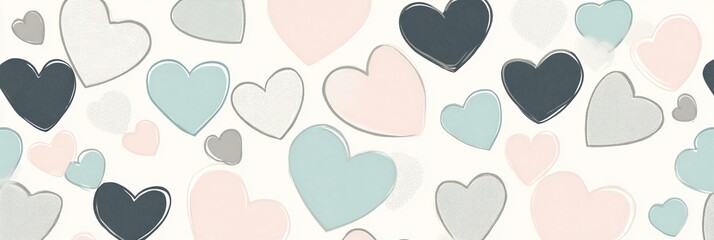 Charming Seamless Heart Pattern in Soft Pastel Colors Cute Fabric Design for Romantic Backdrops