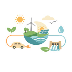 Fototapeta premium Circular energy ecosystem with renewable elements
