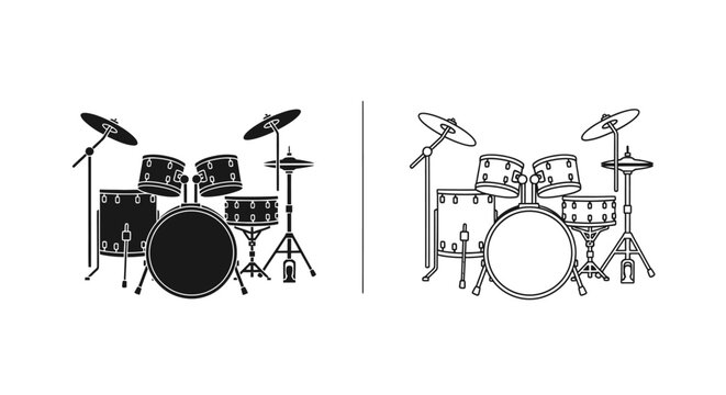 Drum set illustration music instrument drum kit Vector