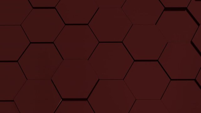 Abstract Red 3D Hexagon Tiles Moving in Depth Seamless Loop Background