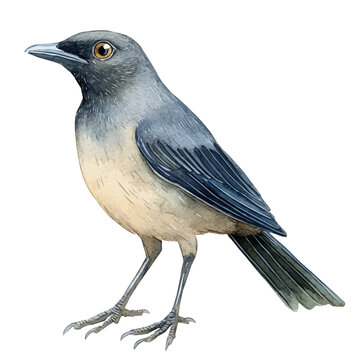 Bowerbird, watercolor artwork with intricate patterns and vibrant, isolated on a white background.