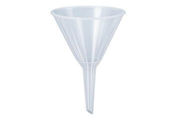 Transparent plastic funnel for pouring and filtering liquids, a versatile kitchen and laboratory tool with a clear design