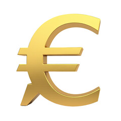 Obraz premium A golden Euro symbol on a white background, useful for financial and economic concepts