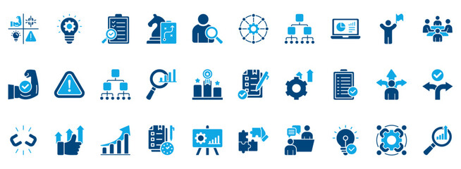 Obraz premium Swot Analysis Icon Set. Contains Icons That Are Relevant For Business. Designed In Vector Dual Tone Style