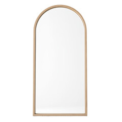 A mirror with a wooden frame on a white background, suitable for home decor or interior design projects