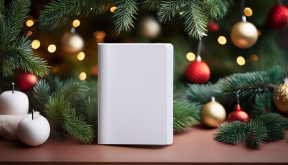 Mockup Bookmark For Book Close Up On Christmas Tree Background