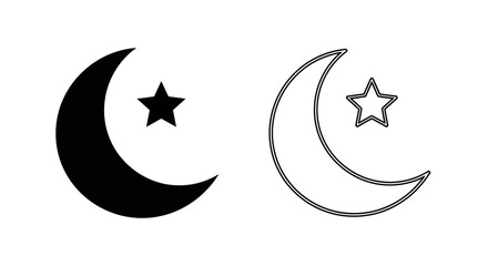 Obraz premium Moon star symbol islamic crescent design Vector