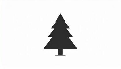 Obraz premium Minimalist black pine tree silhouette against white background for designs