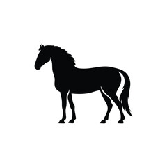 Obraz premium Horse silhouette icon in profile, black equine vector illustration isolated on white background.