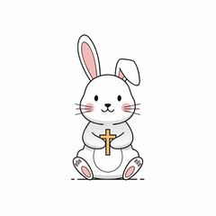 Obraz premium Minimal Easter Bunny with Cross Icon