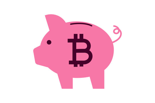 Pink piggy bank with Bitcoin symbol illustrating cryptocurrency savings, digital finance, and investment concept. High-resolution PNG, perfect for crypto, fintech, blockchain, banking, and money theme