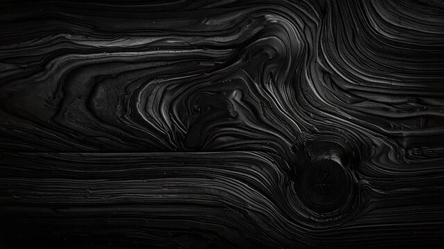 Close-up of black wood grain, showing intricate texture and a knot
