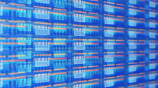 Visualization of massive DDR5 memory banks processing data for AI model training, featuring rapid data streams and neural network connection overlays